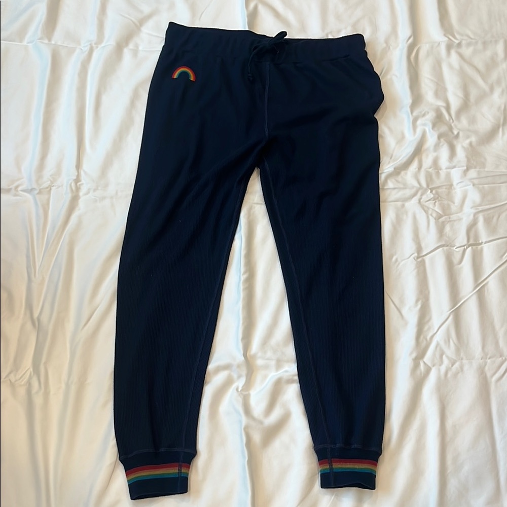 Aviator Nation Dark Blue Joggers with Vibrant Stripe
